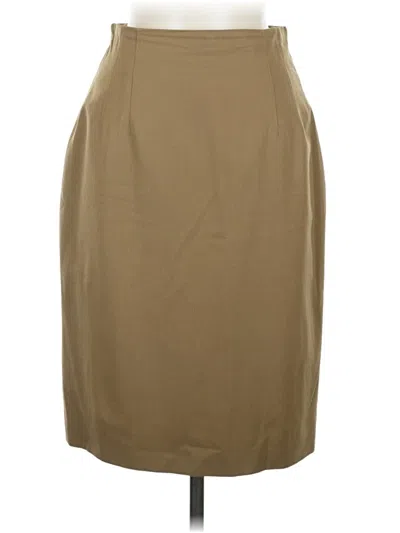Pre-owned Linda Allard Ellen Tracy Wool Skirt In Tan
