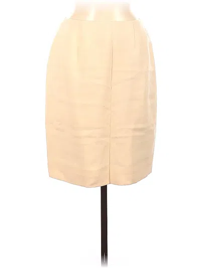 Pre-owned Linda Allard Ellen Tracy Wool Skirt In White
