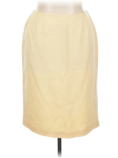 Pre-owned Linda Allard Ellen Tracy Wool Skirt In Yellow
