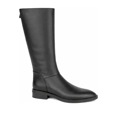 Linda Baumann Black Leather Tall Back Zip Boots In Grey