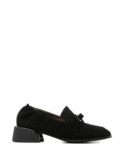 Linda Baumann Buckle-detail Block-heel Loafers In Black