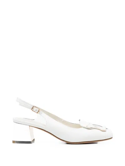 Linda Baumann Buckle-detail Slingback Pumps In White