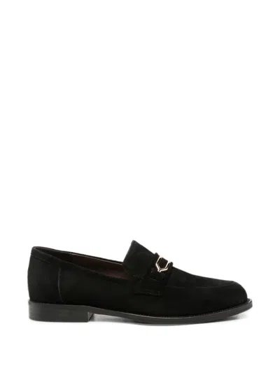 Linda Baumann Buckle-detail Suede Loafers In 블랙