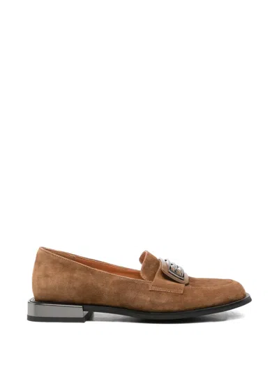 Linda Baumann Buckle-detail Suede Loafers In Brown