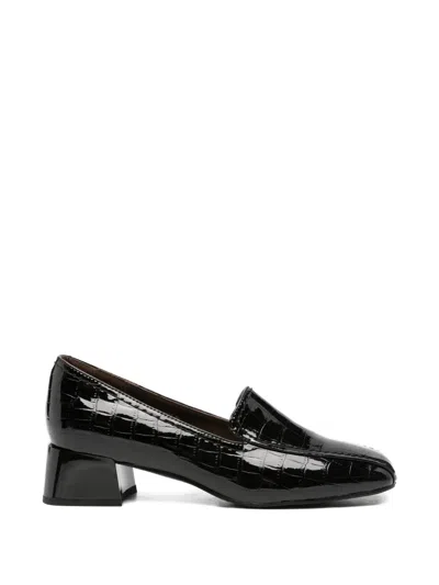 Linda Baumann Crocodile-embossed Leather Pumps In Black