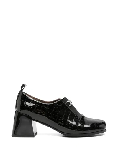 Linda Baumann Crocodile-embossed Leather Pumps In Black