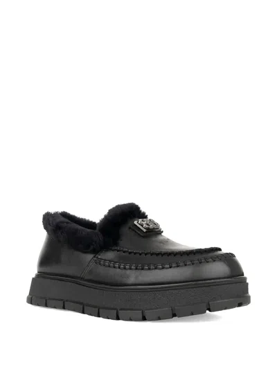 Linda Baumann Emblem Faux-fur Loafers In Black