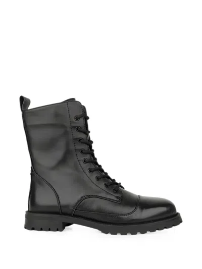 Linda Baumann Lace-up Leather Combat Boots In Gray