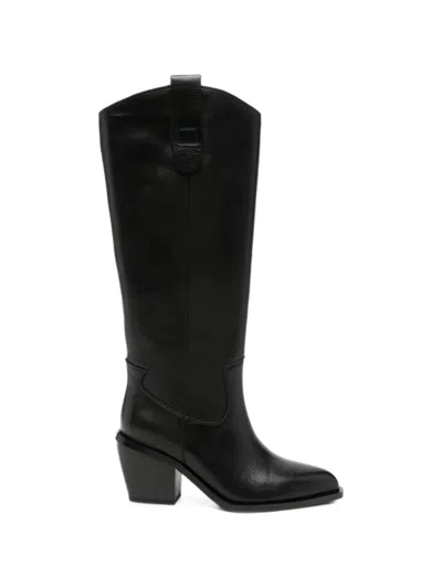 Linda Baumann Leather Knee-high Boots In Black