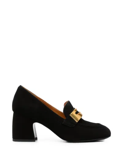 Linda Baumann Logo-plaque Block-heel Loafers In Black