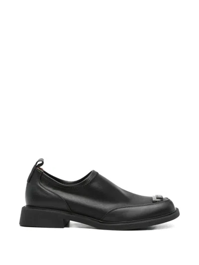 Linda Baumann Logo-plaque Square-toe Loafers In Black