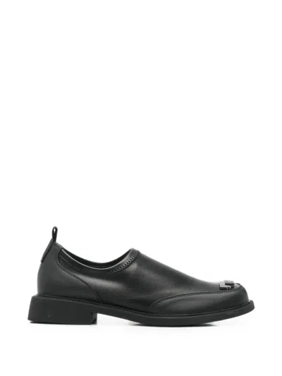 Linda Baumann Logo-plaque Square-toe Loafers In Black