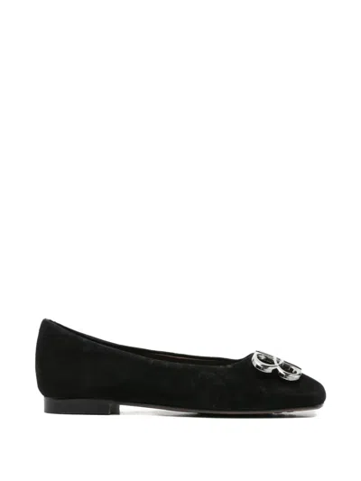 Linda Baumann Logo-plaque Suede Ballet Flats In Black