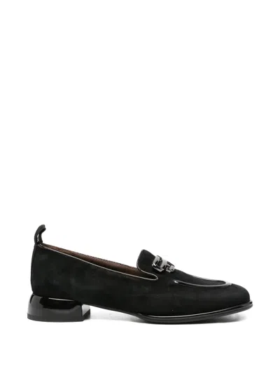 Linda Baumann Logo-plaque Suede Loafers In Black