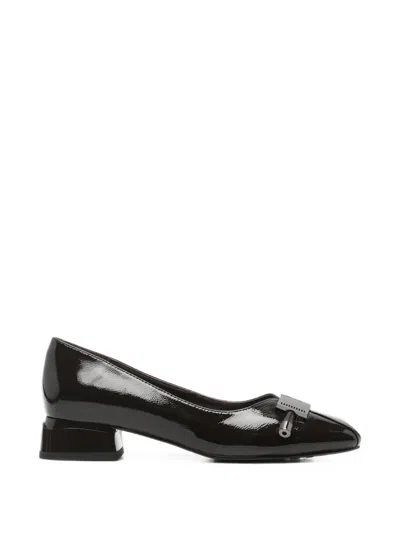Linda Baumann Patent Block-heel Pumps In Burgundy