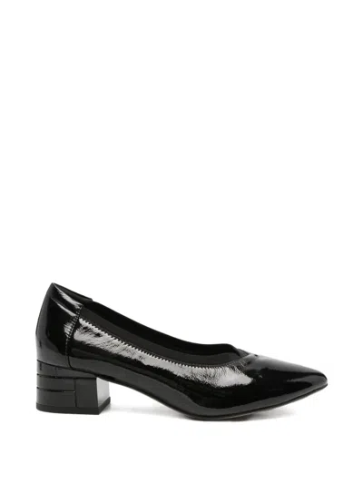 Linda Baumann Patent-finish Block-heel Pumps In Black