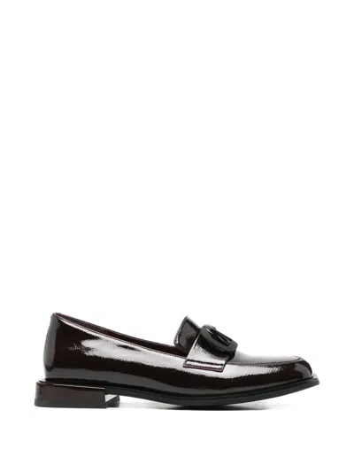 Linda Baumann Patent-finish Buckle-detail Loafers In Black