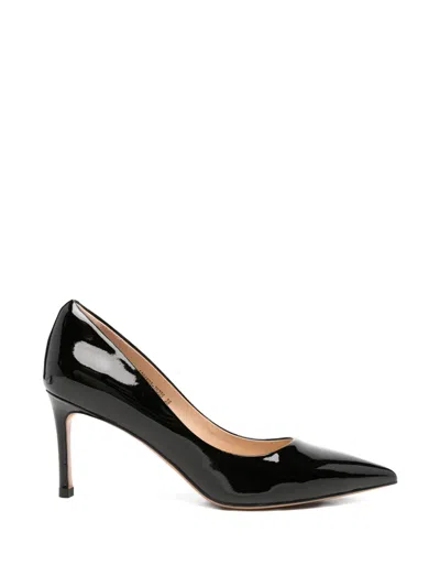 Linda Baumann Patent-finish Pointed-toe Pumps In Black