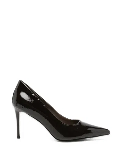 Linda Baumann Patent-finish Pointed-toe Pumps In Brown