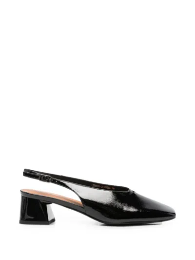 Linda Baumann Patent-finish Slingback Pumps In Black