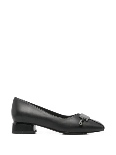 Linda Baumann Plaque-detail Square-toe Heeled Pumps In Black