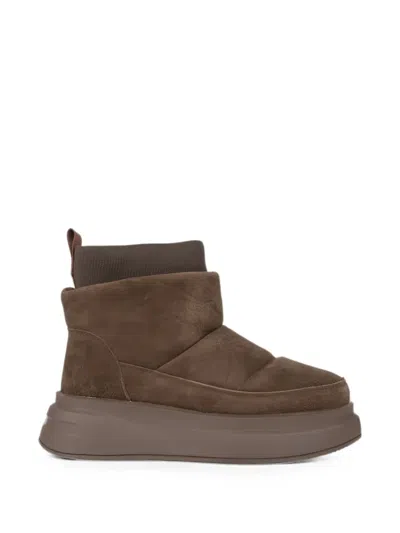 Linda Baumann Quilted Suede Ankle Boots In Brown
