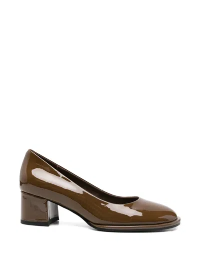 Linda Baumann Round-toe Block-heel Pumps In Brown