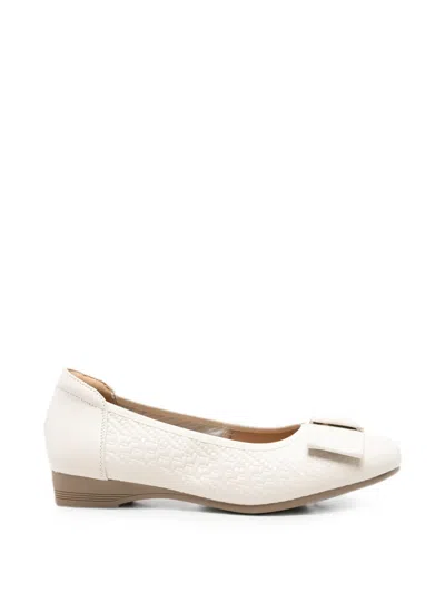 Linda Baumann Woven-effect Bow Ballet Flats In White