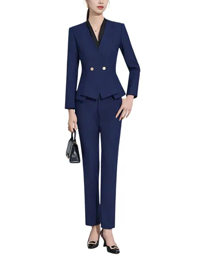 Linda Charm 2pc Blazer & Pant Set In Blue