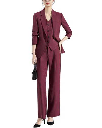 Linda Charm 2pc Blazer & Pant Set In Burgundy