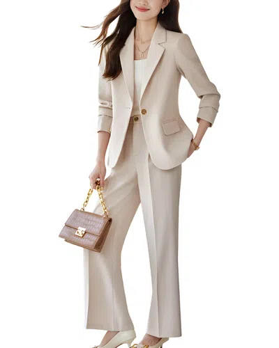 Linda Charm 2pc Blazer & Pant Set In White