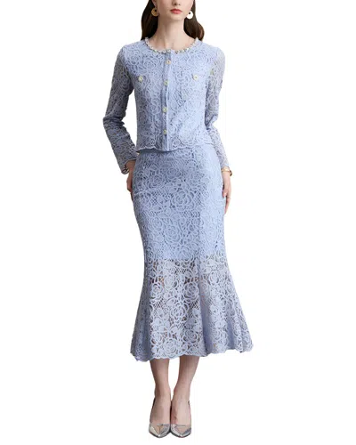 Linda Charm 2pc Blazer & Skirt Set In Blue