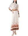 Linda Charm 2pc Blouse & Skirt Set In Neutral