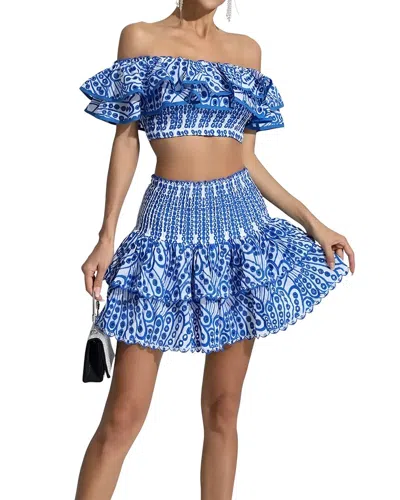 Linda Charm 2pc Top & Mini Skirt Set In Blue