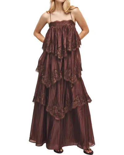 Linda Charm Embellished Maxi Dress In Burgundy
