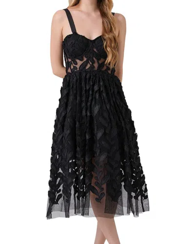 Linda Charm Embellished Midi Dress In Black