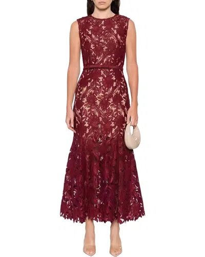 Linda Charm Embellished Midi Dress In Burgundy