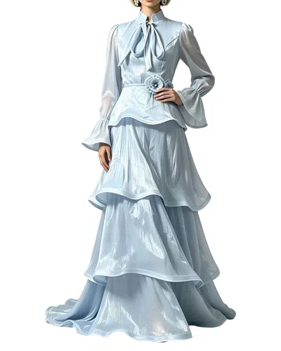 Linda Charm Long Sleeve Maxi Dress In Blue