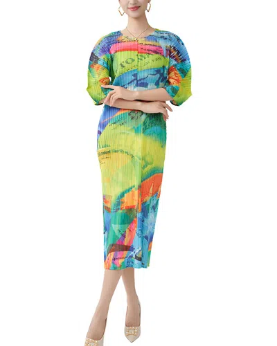 Linda Charm Long Sleeve Midi Dress In Multi