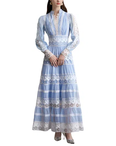 Linda Charm Printed Maxi Dress In Blue
