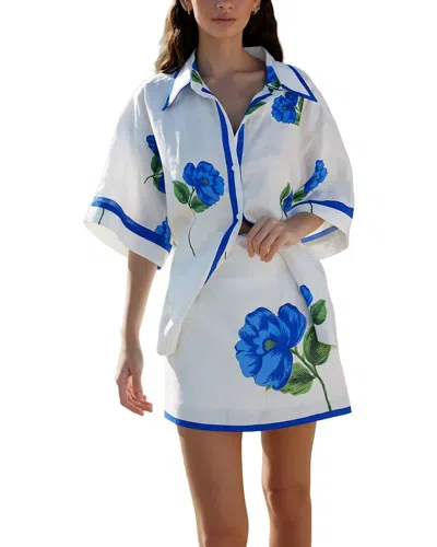 Linda Charm Shirt & Skirt Set In White