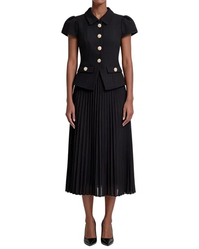 Linda Charm Short Sleeve Midi Dress In Black