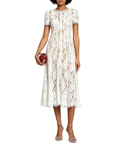 Linda Charm Short Sleeve Midi Dress In White