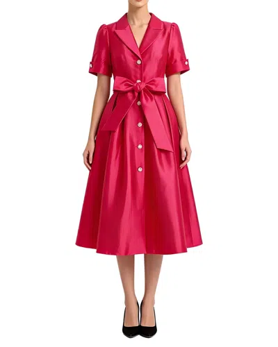 Linda Charm Short Sleeve Midi Dress In Red
