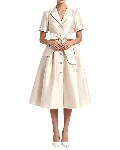 Linda Charm Short Sleeve Midi Dress In Neutral