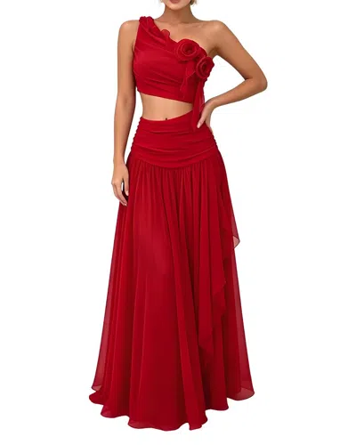 Linda Charm Sleeveless Maxi Dress In Red
