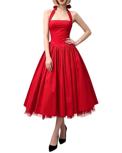 Linda Charm Sleeveless Midi Dress In Red