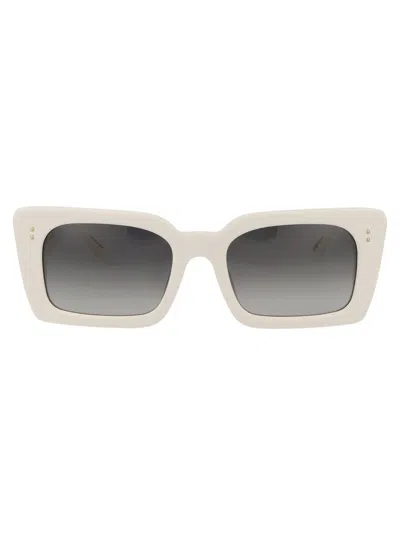 Linda Farrow 0 White Light Gold Grey Gradient Acetate Sunglasses In Neutral