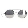 Linda Farrow 647 C2 Round Sunglasses In Silver Metal In Silver
