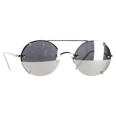 Linda Farrow 647 C2 Round Sunglasses In Silver Metal